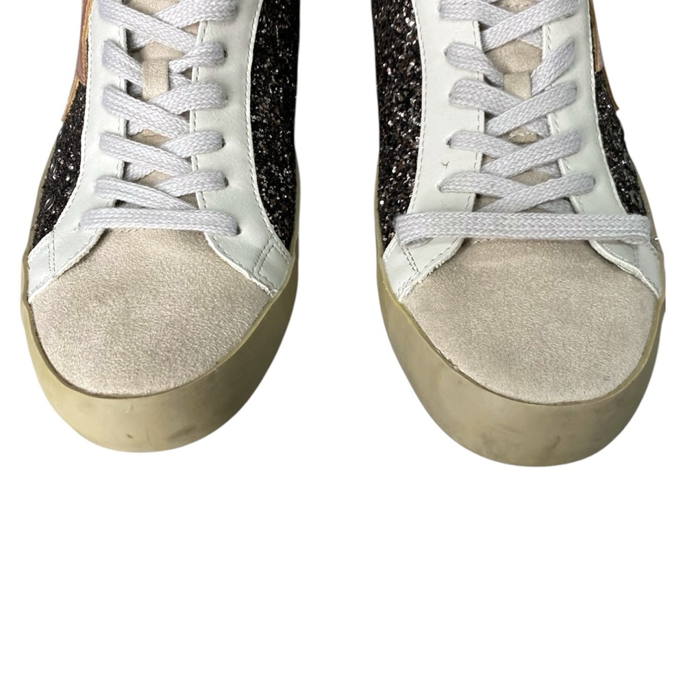 SHU SHOP PAMELA Gold Black Glitter Casual Star Sneakers Womens 8 - Picture 5 of 11